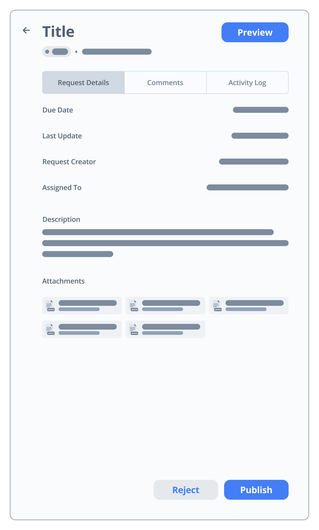 Original QA interface with separate Preview and Publish actions